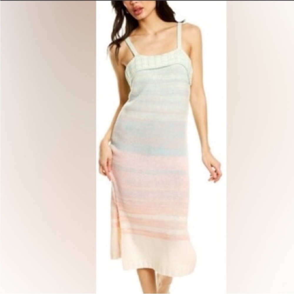 525 America Taffy Striped Knit Midi Length Dress Pastels